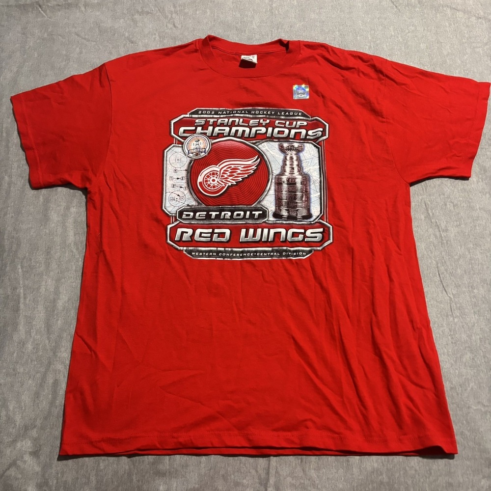 Vintage 2002 Detroit Red Wings Stanley Cup Champions Tee L‎ Authentic sticker